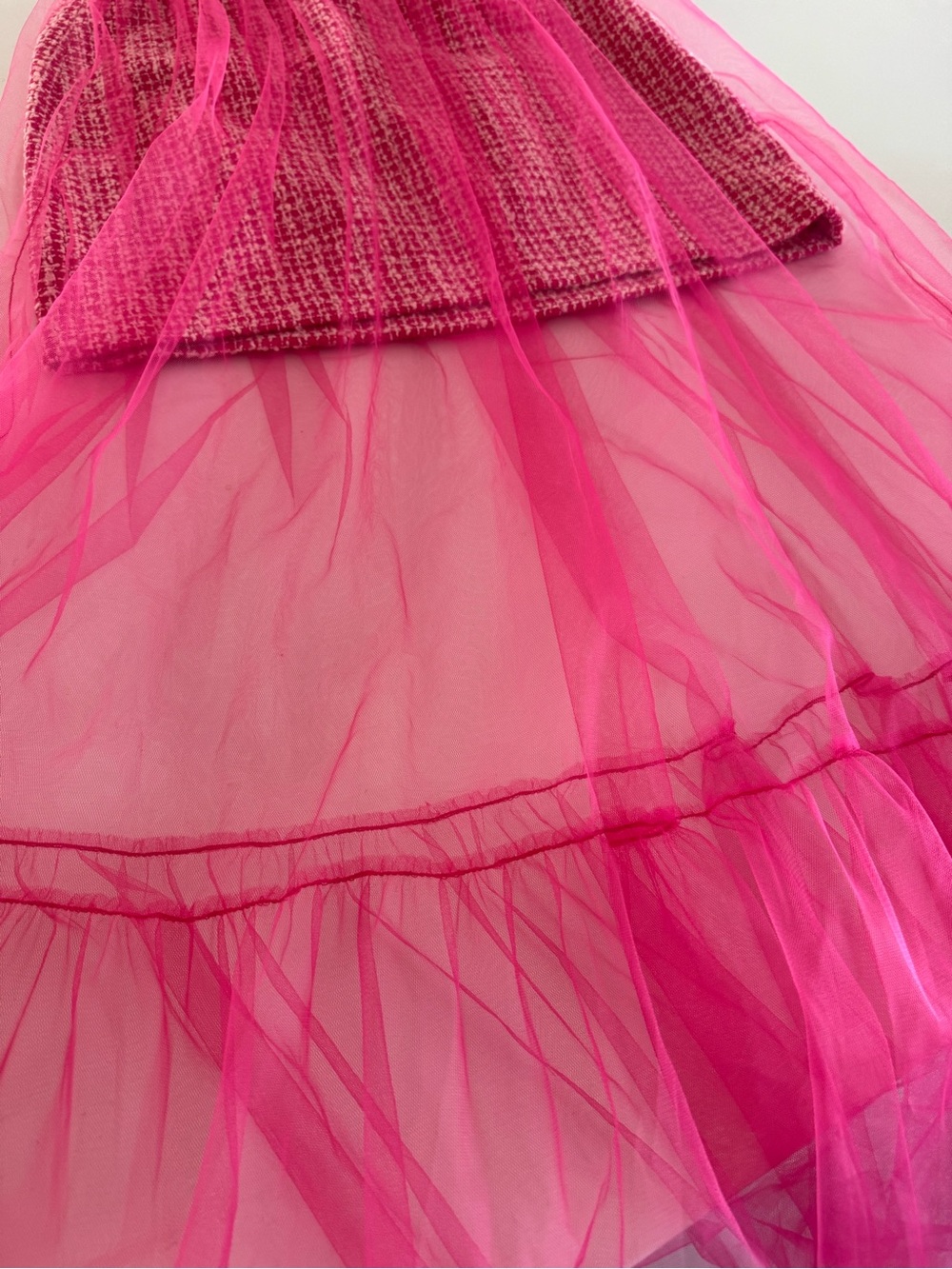 NWT Maeve Pink Tweed Mini Skirt with Sheer Pink Tulle Overlay sz S - Picture 6 of 9